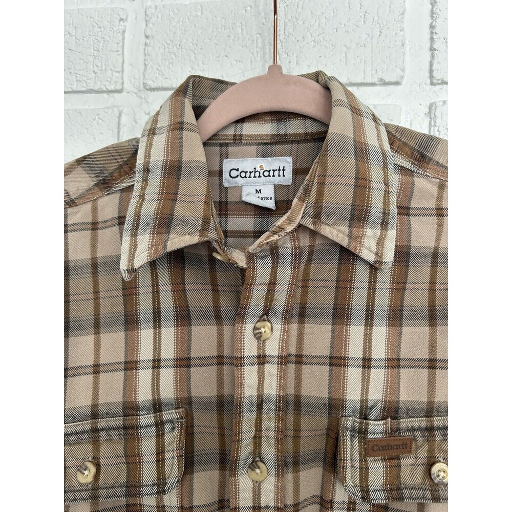 Carhartt Button Up Work Shirt Mens Medium Thick Heavy Cotton - Picture 4 of 9